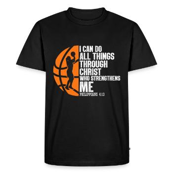 Christian Basketball Jesus Speaks Religious - Men's Premium Organic T-Shirt - black - Front - Nico (187cm)