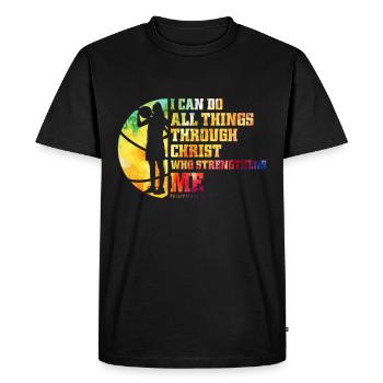 Christian Basketball Jesus Speaks Religious - Men's Premium Organic T-Shirt - black - Front - Nico (187cm)