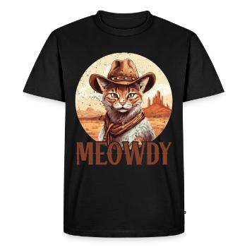 Meowdy Cat Miow Cowboy Hat Country Music Texas - Men's Premium Organic T-Shirt - black - Front - Nico (187cm)