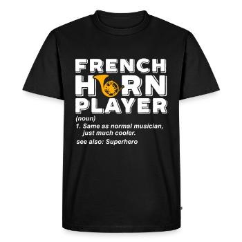 Joueur de cor français Corniste de cuivres - T-shirt Premium bio Homme - noir - Devant - Nico (187cm)