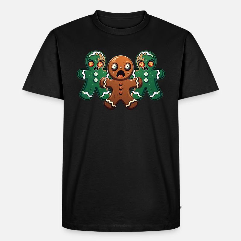 Walking Gingerbread - Männer Premium Bio T-Shirt - Schwarz
