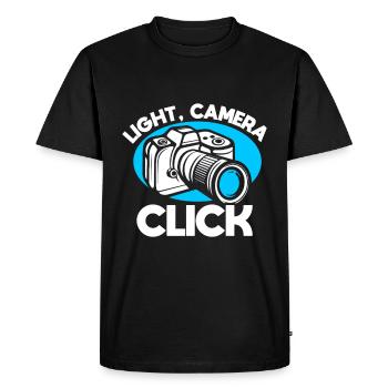Photographie - Séance photo pour appareil photo. - T-shirt Premium bio Homme - noir - Devant - Nico (187cm)
