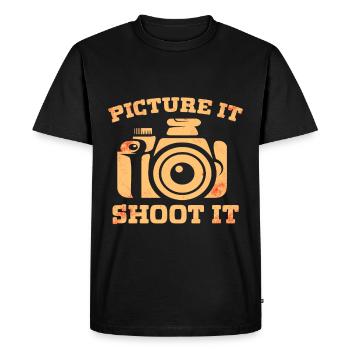 Photographie - Séance photo pour appareil photo. - T-shirt Premium bio Homme - noir - Devant - Nico (187cm)