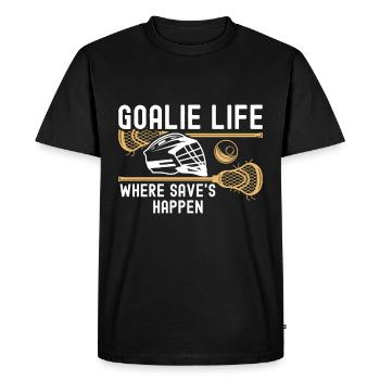 Gants de crosse de gardien de but Colle lâche - T-shirt Premium bio Homme - noir - Devant - Nico (187cm)