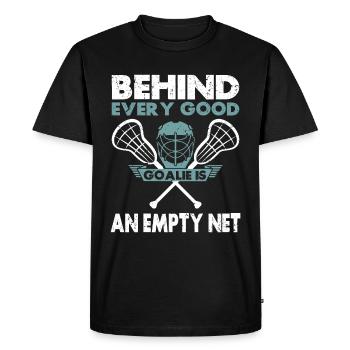 Lacrosse Goalkeeper Gloves Stick Lax Goalkeeper - Men's Premium Organic T-Shirt - black - Front - Nico (187cm)