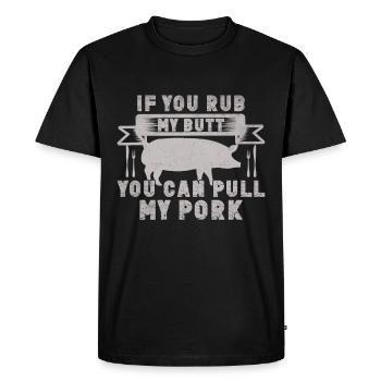 Griller le porc - T-shirt Premium bio Homme - noir - Devant - Nico (187cm)
