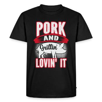 Griller le porc - T-shirt Premium bio Homme - noir - Devant - Nico (187cm)