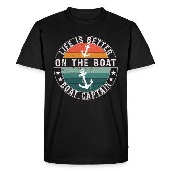 Boat Captain Funny Boat Sailing Lake Boater - Men's Premium Organic T-Shirt - black - Front - Nico (187cm)