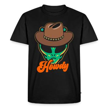 Howdy Alien Cowboy Space UFO Funny Western Rodeo - Men's Premium Organic T-Shirt - black - Front - Nico (187cm)