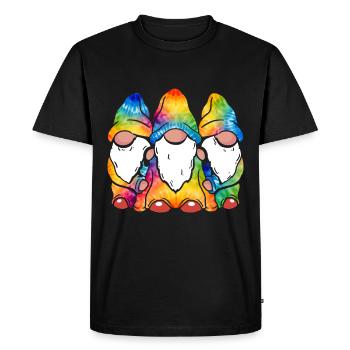 Three Hippie Gnomes Groovy Bandage Dye Gnomies - Men's Premium Organic T-Shirt - black - Front - Nico (187cm)