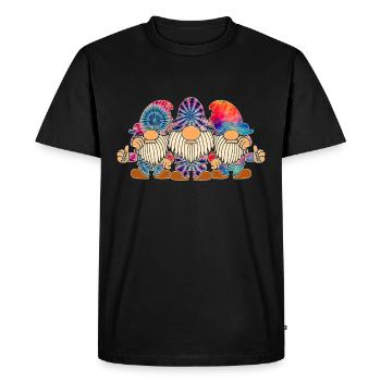 Three Hippie Gnomes Groovy Bandage Dye Gnomies - Men's Premium Organic T-Shirt - black - Front - Nico (187cm)