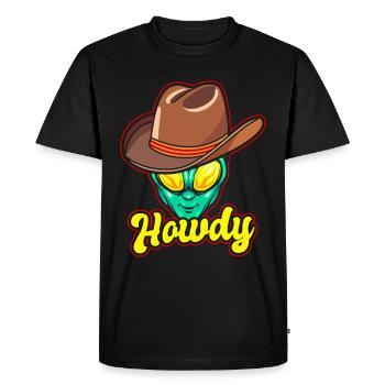 Howdy Alien Cowboy Space UFO Funny Western Rodeo - Men's Premium Organic T-Shirt - black - Front - Nico (187cm)