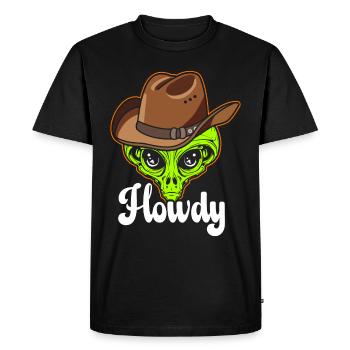 Howdy Alien Cowboy Space UFO Funny Western Rodeo - Men's Premium Organic T-Shirt - black - Front - Nico (187cm)