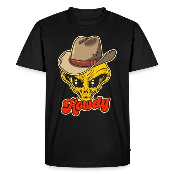 Howdy Alien Cowboy Space UFO Funny Western Rodeo - Men's Premium Organic T-Shirt - black - Front - Nico (187cm)