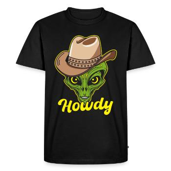 Howdy Alien Cowboy Space UFO Funny Western Rodeo - Men's Premium Organic T-Shirt - black - Front - Nico (187cm)
