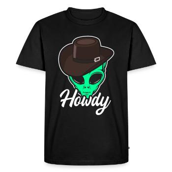 Howdy Alien Cowboy Space UFO Funny Western Rodeo - Men's Premium Organic T-Shirt - black - Front - Nico (187cm)