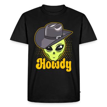 Howdy Alien Cowboy Space UFO Funny Western Rodeo - Men's Premium Organic T-Shirt - black - Front - Nico (187cm)