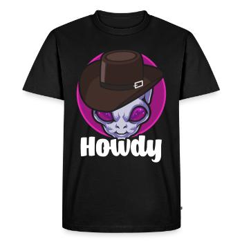 Howdy Alien Cowboy Space UFO Funny Western Rodeo - Men's Premium Organic T-Shirt - black - Front - Nico (187cm)