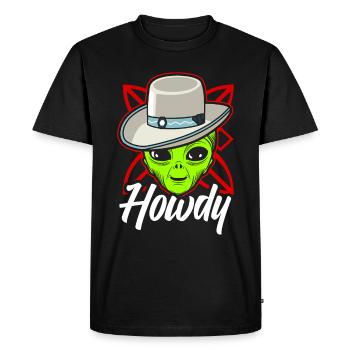 Howdy Alien Cowboy Space UFO Funny Western Rodeo - Men's Premium Organic T-Shirt - black - Front - Nico (187cm)