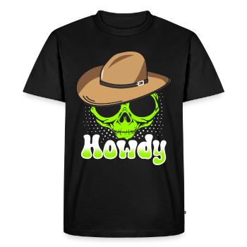 Howdy Alien Cowboy Space UFO Funny Western Rodeo - Men's Premium Organic T-Shirt - black - Front - Nico (187cm)