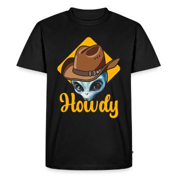 Howdy Alien Cowboy Space UFO Funny Western Rodeo - Men's Premium Organic T-Shirt - black - Front - Nico (187cm)