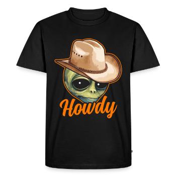 Howdy Alien Cowboy Space UFO Funny Western Rodeo - Men's Premium Organic T-Shirt - black - Front - Nico (187cm)