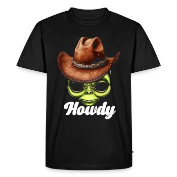 Howdy Alien Cowboy Space UFO Funny Western Rodeo - Men's Premium Organic T-Shirt - black - Front - Nico (187cm)
