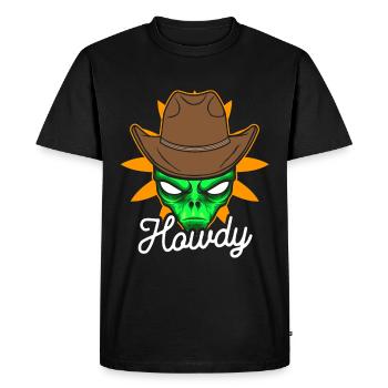 Howdy Alien Cowboy Space UFO Funny Western Rodeo - Men's Premium Organic T-Shirt - black - Front - Nico (187cm)
