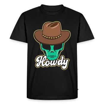 Howdy Alien Cowboy Space UFO Funny Western Rodeo - Men's Premium Organic T-Shirt - black - Front - Nico (187cm)