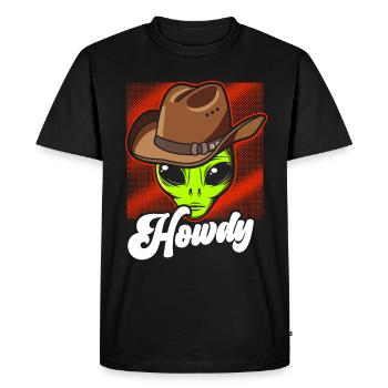 Howdy Alien Cowboy Space UFO Funny Western Rodeo - Men's Premium Organic T-Shirt - black - Front - Nico (187cm)