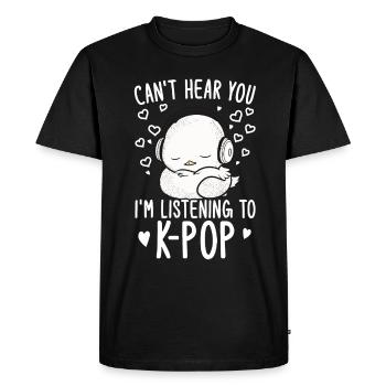 Je ne t’entends pas, j’écoute Kpop Duck K-pop - T-shirt Premium bio Homme - noir - Devant - Nico (187cm)