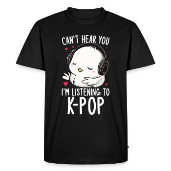 Je ne t’entends pas, j’écoute Kpop Duck K-pop - T-shirt Premium bio Homme - noir - Devant - Nico (187cm)