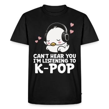 Je ne t’entends pas, j’écoute Kpop Duck K-pop - T-shirt Premium bio Homme - noir - Devant - Nico (187cm)