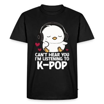 Je ne t’entends pas, j’écoute Kpop Duck K-pop - T-shirt Premium bio Homme - noir - Devant - Nico (187cm)