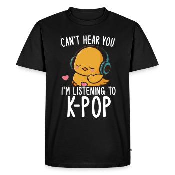 Je ne t’entends pas, j’écoute Kpop Duck K-pop - T-shirt Premium bio Homme - noir - Devant - Nico (187cm)