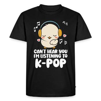 Je ne t’entends pas, j’écoute Kpop Duck K-pop - T-shirt Premium bio Homme - noir - Devant - Nico (187cm)