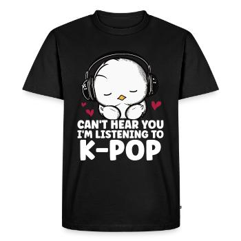 Je ne t’entends pas, j’écoute Kpop Duck K-pop - T-shirt Premium bio Homme - noir - Devant - Nico (187cm)