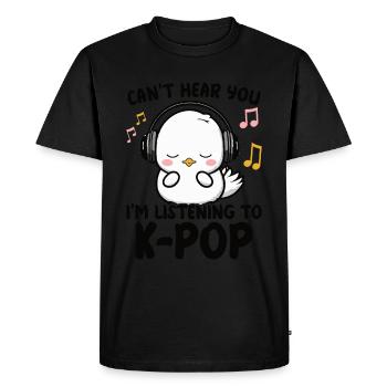 Je ne t’entends pas, j’écoute Kpop Duck K-pop - T-shirt Premium bio Homme - noir - Devant - Nico (187cm)