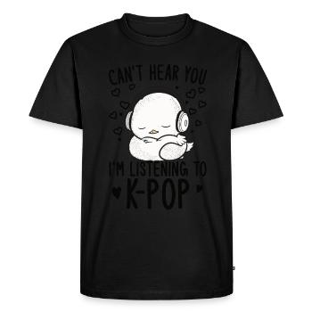 Je ne t’entends pas, j’écoute Kpop Duck K-pop - T-shirt Premium bio Homme - noir - Devant - Nico (187cm)