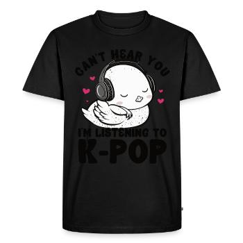 Je ne t’entends pas, j’écoute Kpop Duck K-pop - T-shirt Premium bio Homme - noir - Devant - Nico (187cm)