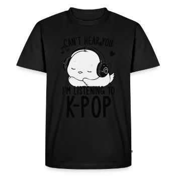 Je ne t’entends pas, j’écoute Kpop Duck K-pop - T-shirt Premium bio Homme - noir - Devant - Nico (187cm)