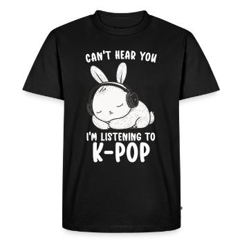 Je ne t’entends pas, j’écoute Kpop Rabbit K-pop - T-shirt Premium bio Homme - noir - Devant - Nico (187cm)