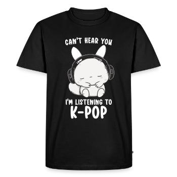 Je ne t’entends pas, j’écoute, Kpop, lapin, K-pop - T-shirt Premium bio Homme - noir - Devant - Nico (187cm)