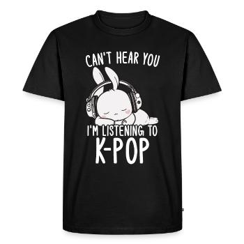 Je ne t’entends pas, j’écoute Kpop Rabbit K-pop - T-shirt Premium bio Homme - noir - Devant - Nico (187cm)