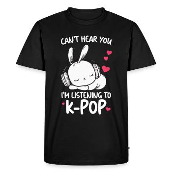 Je ne t’entends pas, j’écoute Kpop Rabbit K-pop - T-shirt Premium bio Homme - noir - Devant - Nico (187cm)