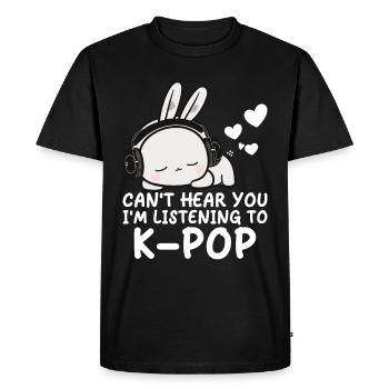 Je ne t’entends pas, j’écoute Kpop Rabbit K-pop - T-shirt Premium bio Homme - noir - Devant - Nico (187cm)