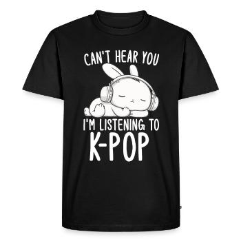 Je ne t’entends pas, j’écoute Kpop Rabbit K-pop - T-shirt Premium bio Homme - noir - Devant - Nico (187cm)