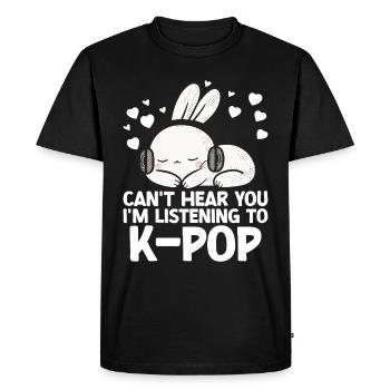Je ne t’entends pas, j’écoute Kpop Rabbit K-pop - T-shirt Premium bio Homme - noir - Devant - Nico (187cm)