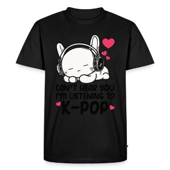 Je ne t’entends pas, j’écoute Kpop Rabbit K-pop - T-shirt Premium bio Homme - noir - Devant - Nico (187cm)