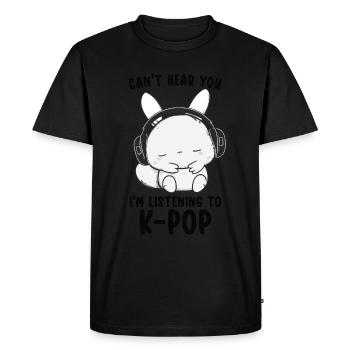 Je ne t’entends pas, j’écoute Kpop Rabbit K-pop - T-shirt Premium bio Homme - noir - Devant - Nico (187cm)
